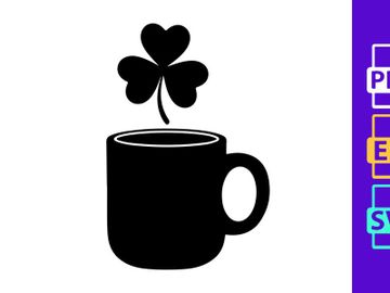 Mug of coffee with a shamrock leaf preview picture