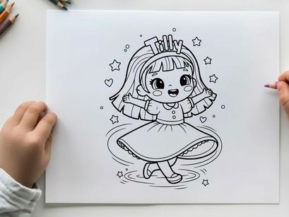 Cute girl hula hoop happy crown vector illustration