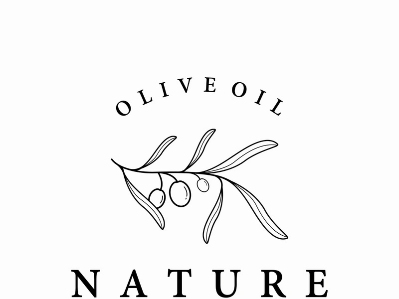 Hand drawn Botanical logo,leaf and natural olive fruit .Herbal, olive oil,cosmetic or beauty.