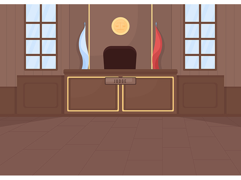 Supreme courthouse flat color vector illustration