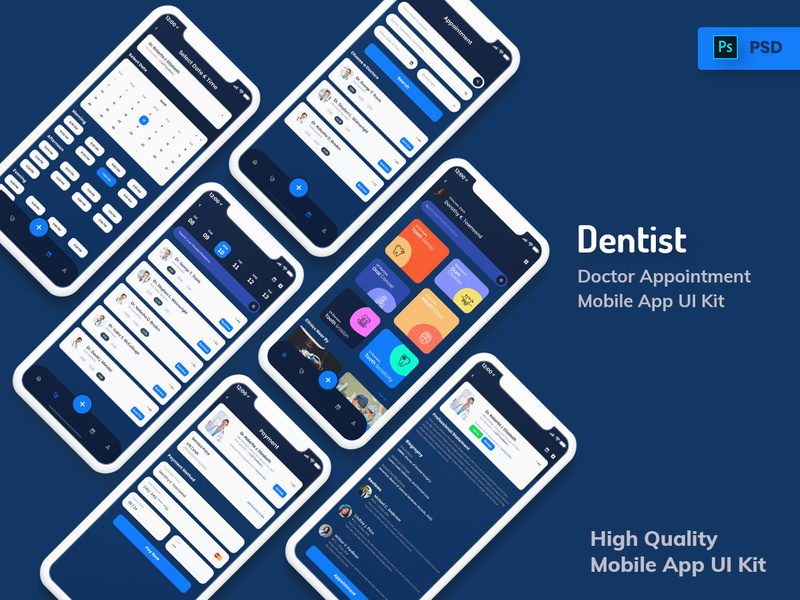 Dentist Appointment Mobile App Dark Version