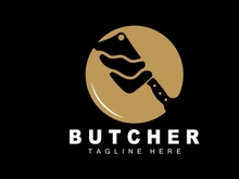 Butcher logo design, Knife Cutting Tool Vector Template, Product Brand Illustration