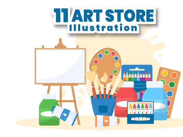 11 Art Store of Painting Supplies Illustration