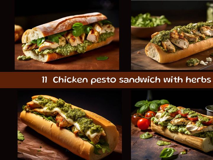 Chicken pesto sandwich with herbs