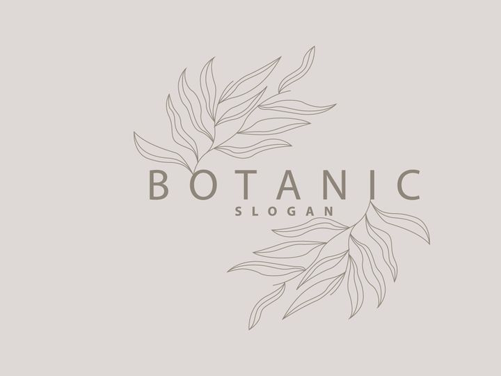 Leaf Line Logo, Beautiful Hand Drawn Design
