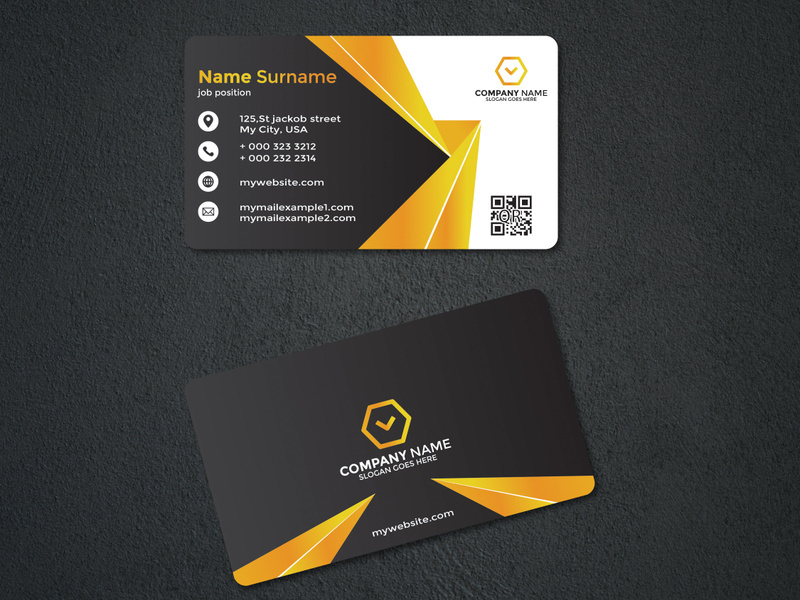 business card gold design double wave