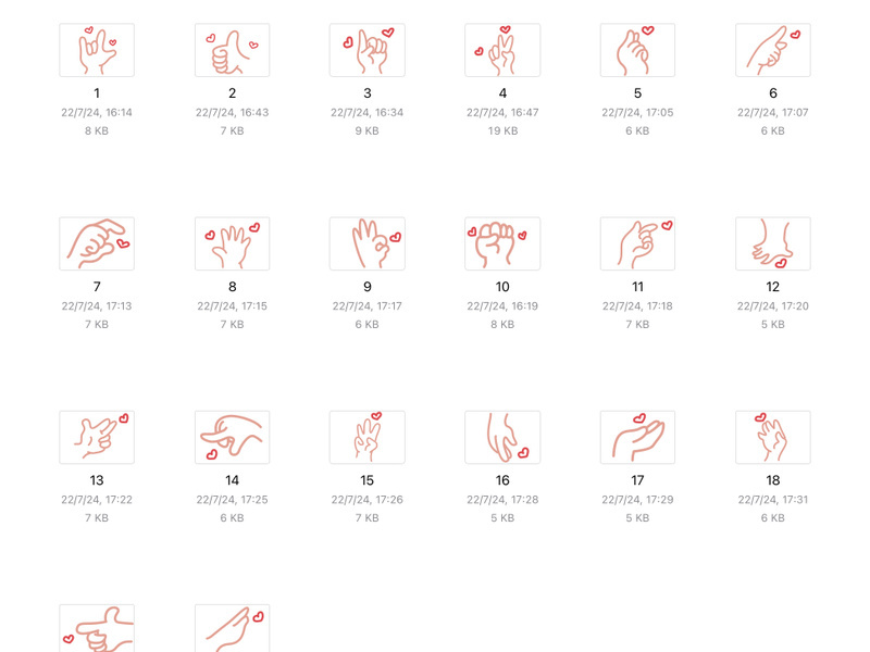 20 icons svg hands heart beige red