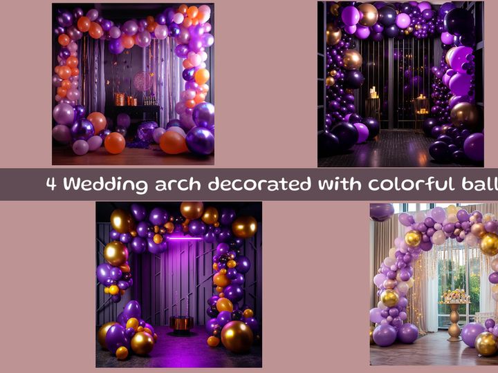 Wedding arch decorated with colorful balloons