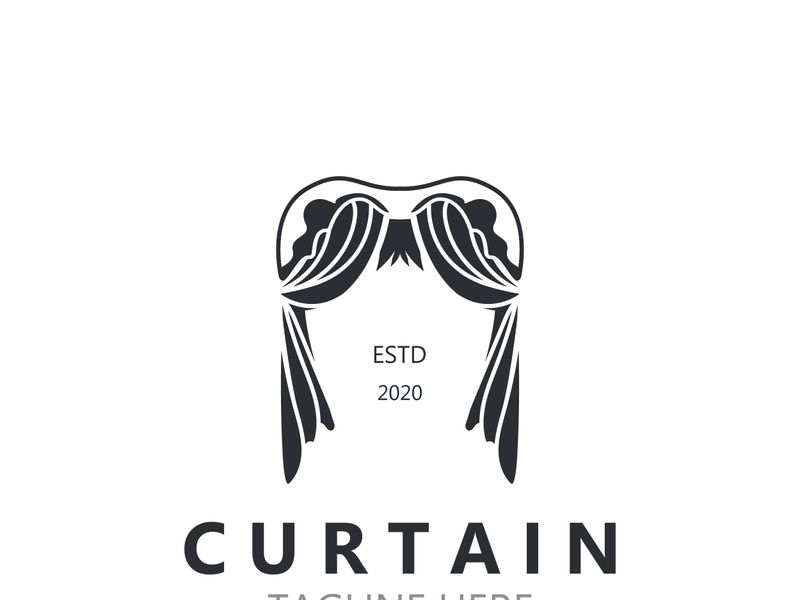 Curtain logo decoration style minimalist elegant vector design illustration