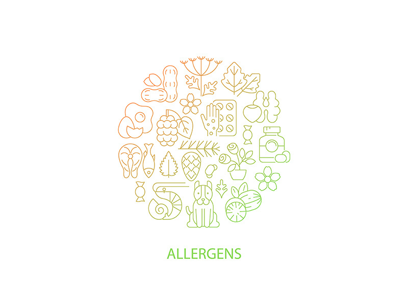 Common allergens abstract gradient linear concept layout with headline