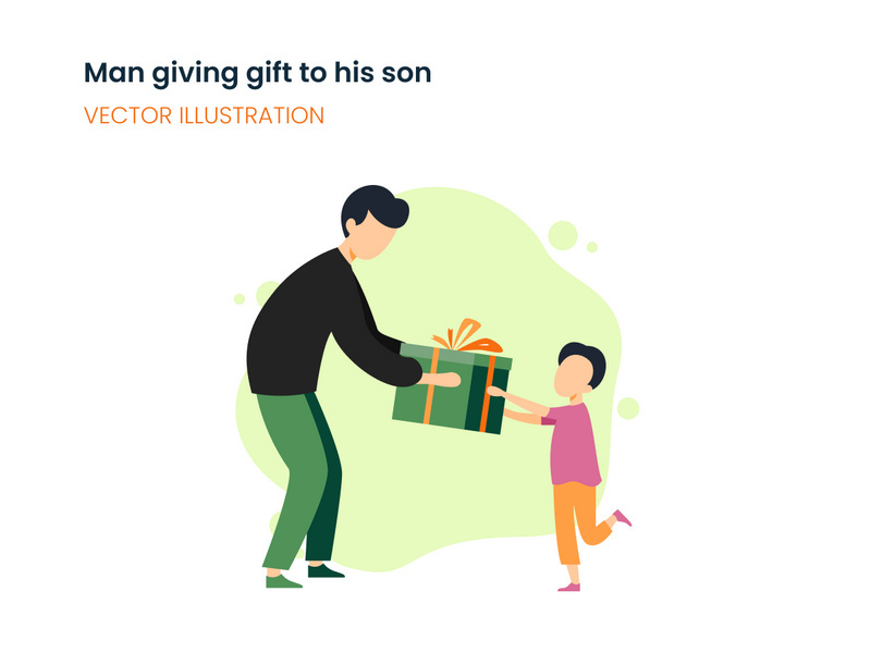 Man giving gift to his son