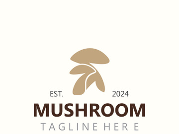 Mushroom botanical logo  modern and simple stamp style. nature or food template preview picture