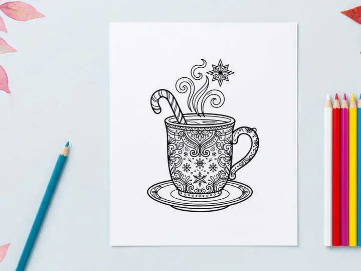 Taza elegante de Navidad con diseño de vapor y copo de nieve para celebración festiva