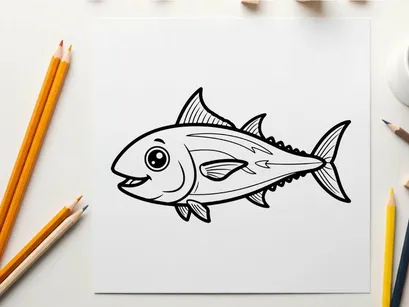 Cute smiling tuna fish vector illustration flat design