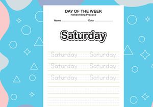 7 Pages Day name of the week trace and writing practice sheet