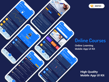 Online Courses Mobile App Dark Version (SKETCH) preview picture