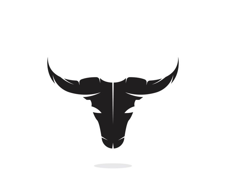 Retro vintage bull head horns logo.