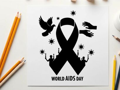 ilustração vetorial de fitas de conscientização do dia mundial de combate à aids com mãos em apoio