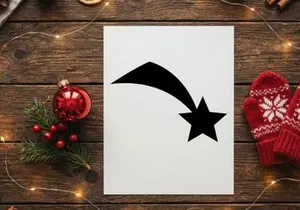 Black shooting star icon isolated on white background for Christmas and holiday design
