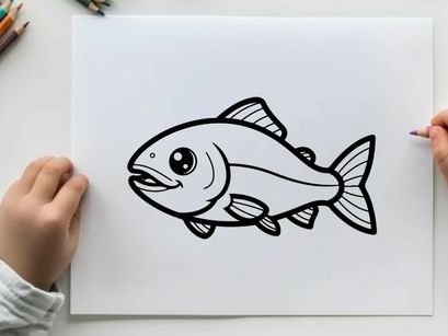 Cute smiling fish swimming vector illustration flat design