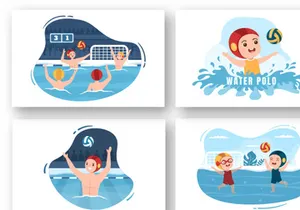 12 Water Polo Sport Player Illustration