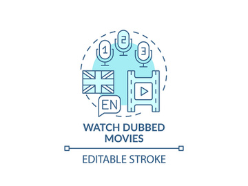 Watching dubbed movies concept icon preview picture