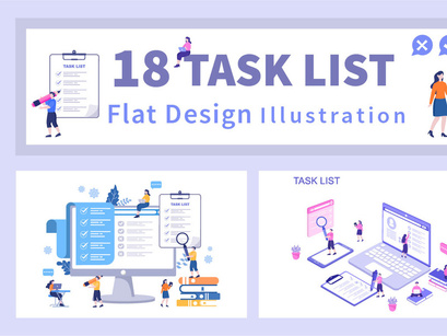 18 Task List Vector Illustration