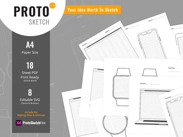 ProtoSketch - Printable Prototype Wireframe Design