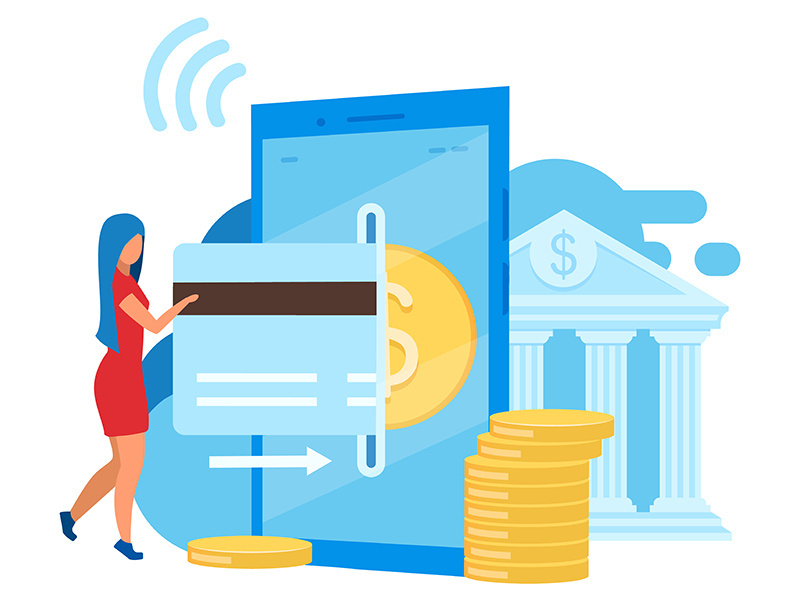 Mobile banking app flat vector illustration