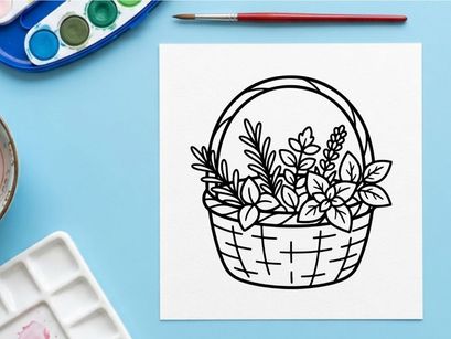 Kräuter-Linie in Strichzeichnung. Handgezeichnete Illustration aromatischer Gartenpflanzen.