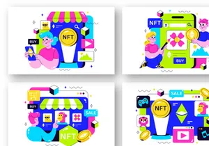 10 NFT Non Fungible Token Vector Illustration