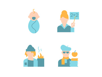 People vector flat color icon set preview picture