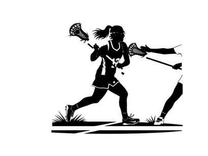 Lacrosse players in action silhouette