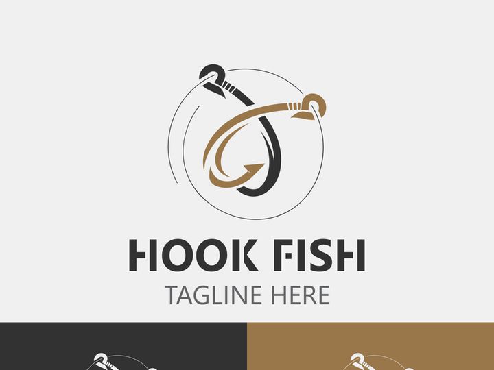 Hook Fishing logo simple and modern vintage rustic vector design style template illustration