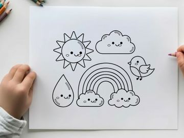 Cute weather elements set happy vector illustration preview picture