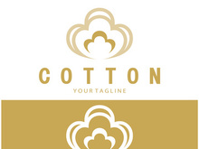 Soft natural organic cotton flower plant logo for cotton plantations, industries,business,textile,clothing and beauty,vector