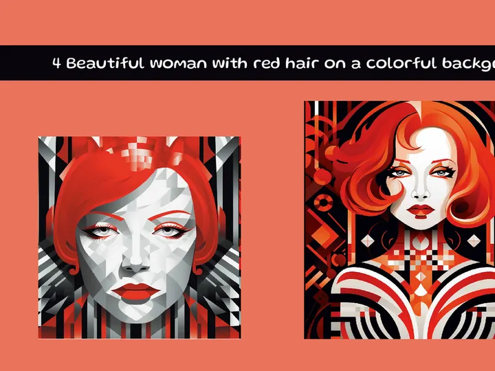Beautiful woman with red hair on a colorful background