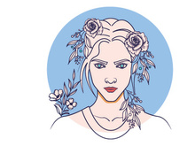 Line Art Flower Drawing Women