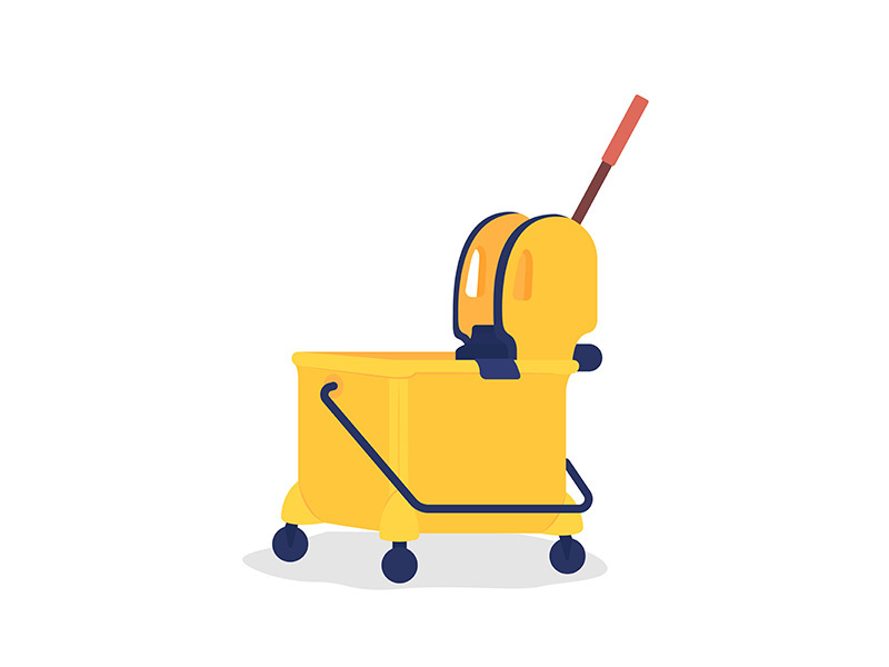Yellow janitor cart semi flat color vector object