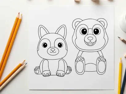 Cute cartoon animals friends vector illustration flat design