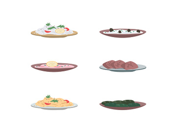Worldwide traditional cuisine flat color vector object set preview picture