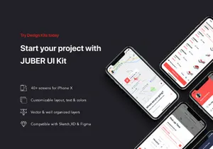 JUBER - Car booking UI Kit for ADOBE XD
