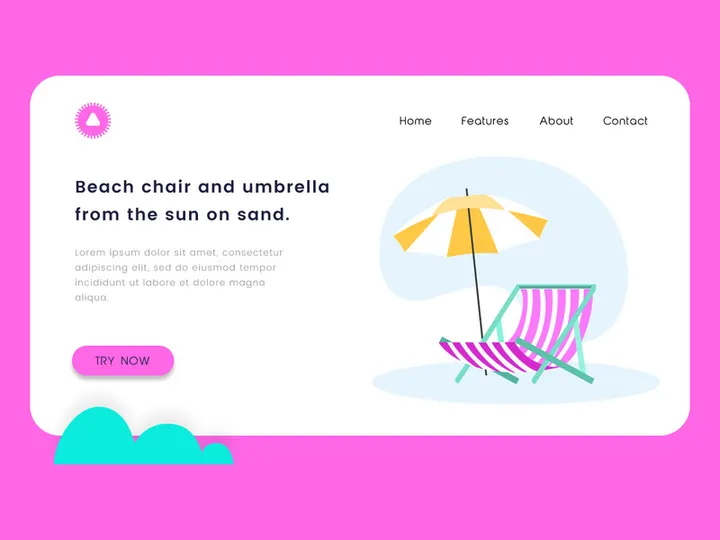 Beach chair and umbrella from the sun on sand vector illustration.