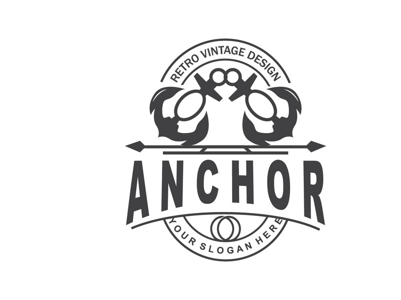 Anchor Logo, Ocean Ship Vector, Simple Minimalist Design