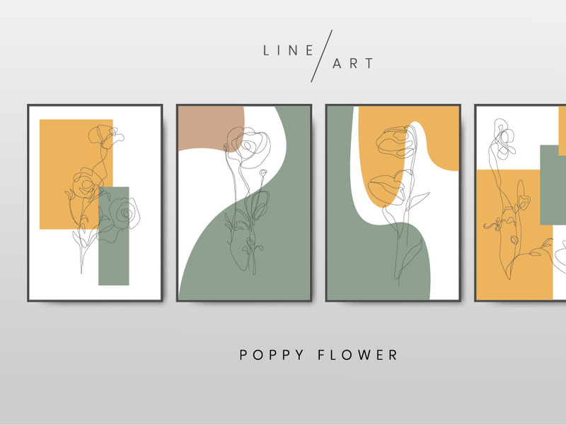 Poppy flower line art