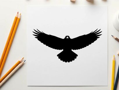 Silhouette of a bird in flight with outstretched wings