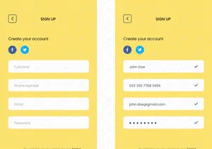Konsep layar penuh untuk pendaftaran dan pengisian aplikasi sosial