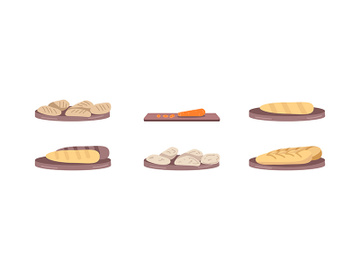 Vegan bakery flat color vector object set preview picture