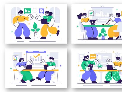 10 Coworking Business Illustration