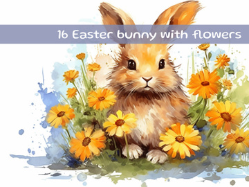 Easter bunny with flowers preview picture